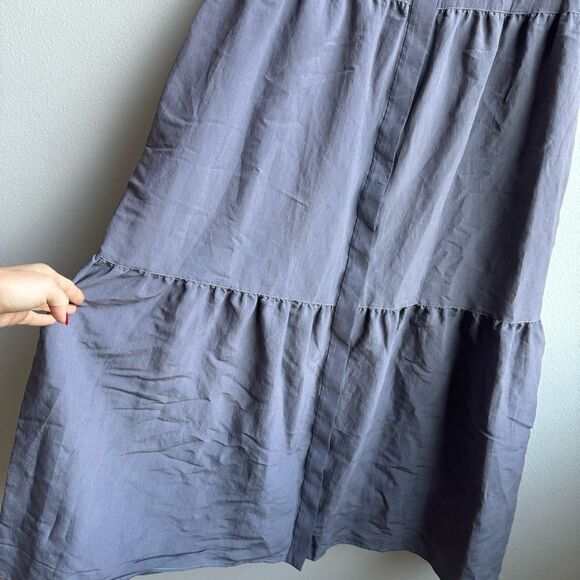 COS Button Front Gray Short Sleeve Lagenlook Minimalist Feminine Dress Small 36 - Picture 2 of 9